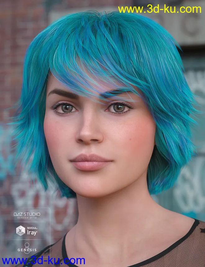 Textured Bob Hair for Genesis 8 and 3 Female(s)模型的图片6