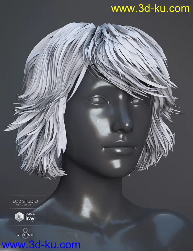 Textured Bob Hair for Genesis 8 and 3 Female(s)模型的图片7