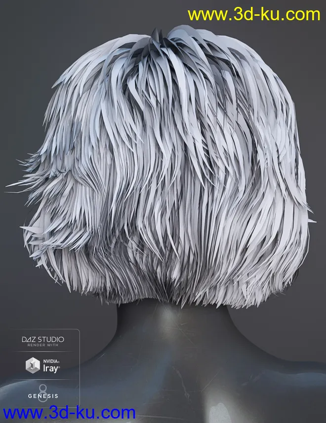 Textured Bob Hair for Genesis 8 and 3 Female(s)模型的图片8
