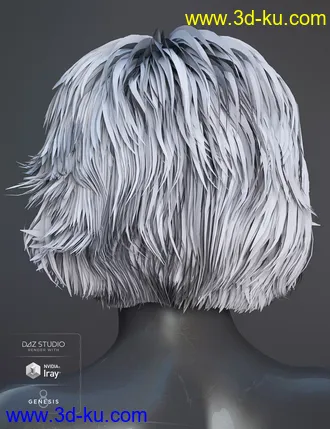 3D打印模型Textured Bob Hair for Genesis 8 and 3 Female(s)的图片