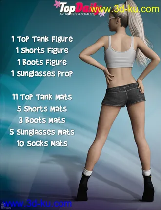 3D打印模型Top Daily Outfit Set for Genesis 8 Female(s)的图片