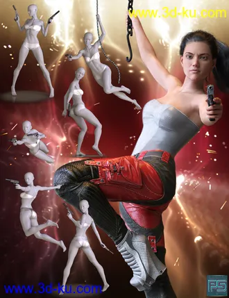 3D打印模型Tough Girls Poses for Genesis 8 Female的图片