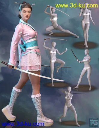 3D打印模型Tough Girls Poses for Genesis 8 Female的图片