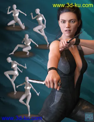 3D打印模型Tough Girls Poses for Genesis 8 Female的图片