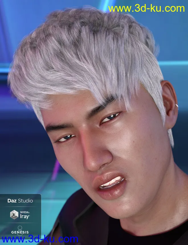 Troy Hair for Genesis 3 and 8 Male(s)模型的图片1
