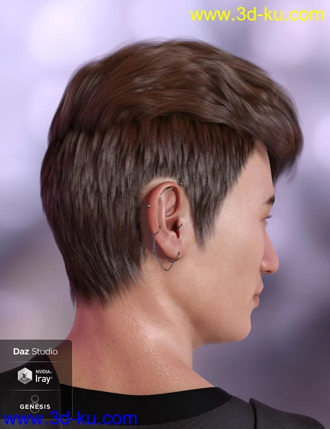 Troy Hair for Genesis 3 and 8 Male(s)模型的图片3