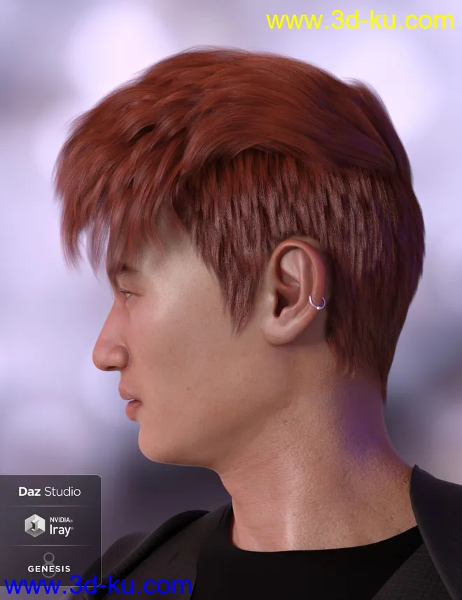 Troy Hair for Genesis 3 and 8 Male(s)模型的图片4