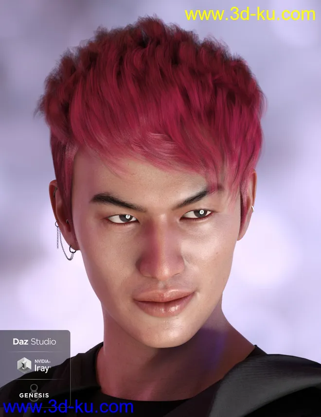 Troy Hair for Genesis 3 and 8 Male(s)模型的图片5