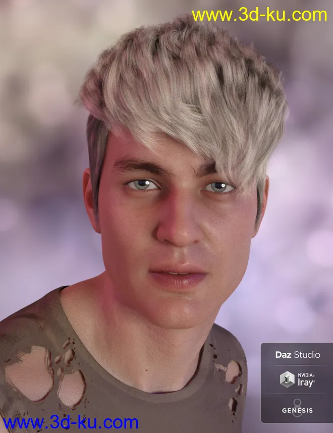 Troy Hair for Genesis 3 and 8 Male(s)模型的图片10