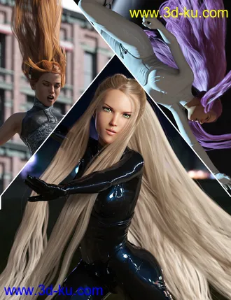 3D打印模型Turbulent Tail Hair for Genesis 3 and 8 Female(s)的图片