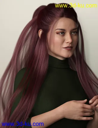 3D打印模型Turbulent Tail Hair for Genesis 3 and 8 Female(s)的图片