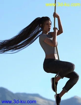 3D打印模型Turbulent Tail Hair for Genesis 3 and 8 Female(s)的图片