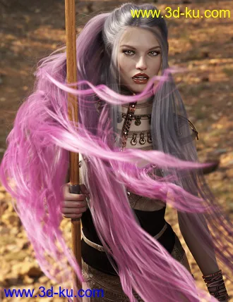 3D打印模型Turbulent Tail Hair for Genesis 3 and 8 Female(s)的图片