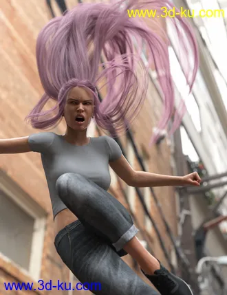 3D打印模型Turbulent Tail Hair for Genesis 3 and 8 Female(s)的图片