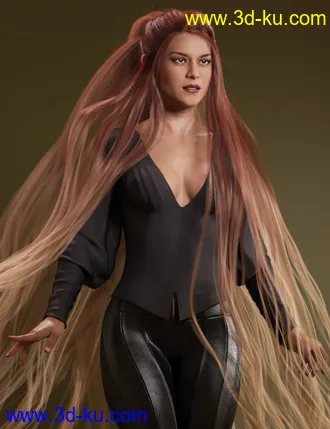 Turbulent Tail Hair for Genesis 3 and 8 Female(s)模型的图片26