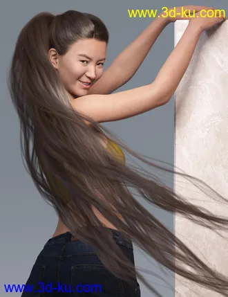 Turbulent Tail Hair for Genesis 3 and 8 Female(s)模型的图片28