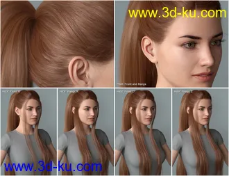 Turbulent Tail Hair for Genesis 3 and 8 Female(s)模型的图片30