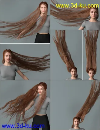 Turbulent Tail Hair for Genesis 3 and 8 Female(s)模型的图片31