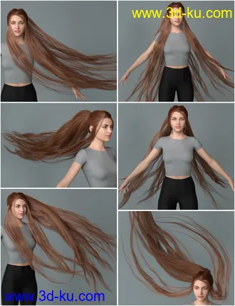 Turbulent Tail Hair for Genesis 3 and 8 Female(s)模型的图片32