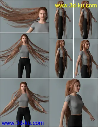 Turbulent Tail Hair for Genesis 3 and 8 Female(s)模型的图片33