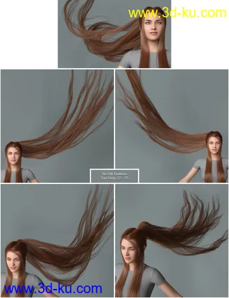 Turbulent Tail Hair for Genesis 3 and 8 Female(s)模型的图片35