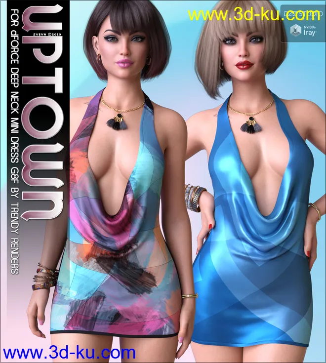 Uptown for dForce Deep Neck Mini Dress G8F模型的图片1