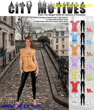 3D打印模型WMs City Motives Pack 1 for Abigail Outfit for Genesis 3 Females的图片