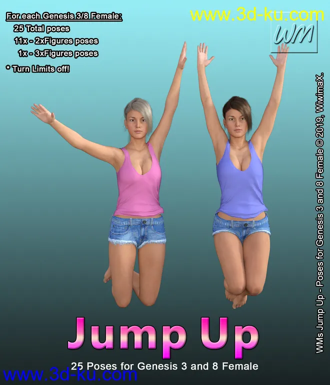 WMs Jump Up - Poses for Genesis 3 and 8 Female模型的图片1