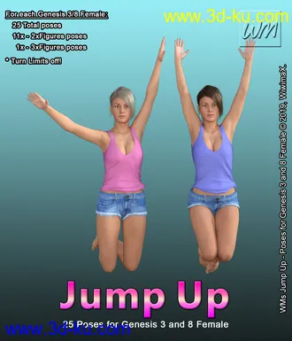 3D打印模型WMs Jump Up - Poses for Genesis 3 and 8 Female的图片