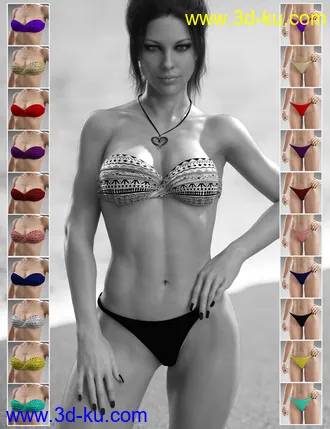 3D打印模型X-Fashion Bohemian Heart Bikini for Genesis 8 Female(s)的图片