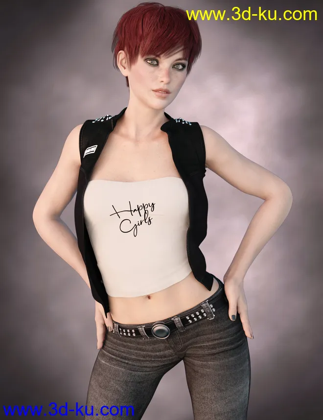 X-Fashion Happy Girls Outfit for Genesis 8 Female(s)模型的图片3