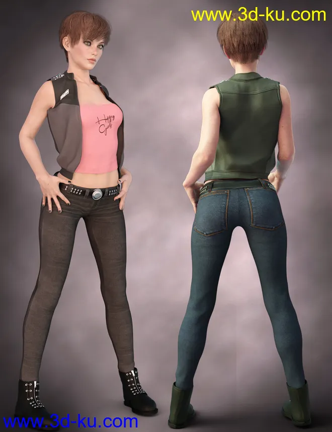 X-Fashion Happy Girls Outfit for Genesis 8 Female(s)模型的图片6