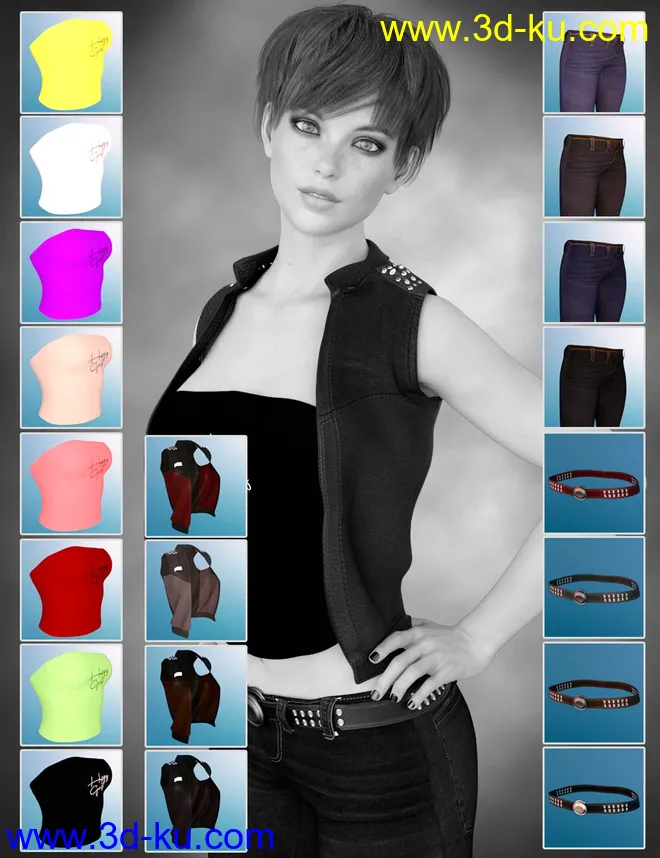 X-Fashion Happy Girls Outfit for Genesis 8 Female(s)模型的图片7