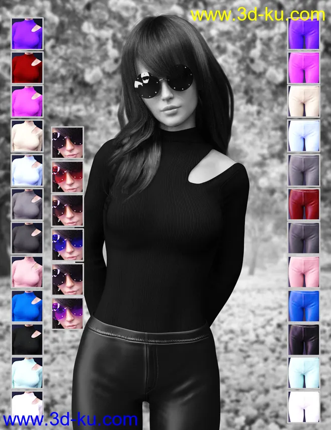 X-Fashion Turtleneck Outfit for Genesis 8 Female(s)模型的图片6