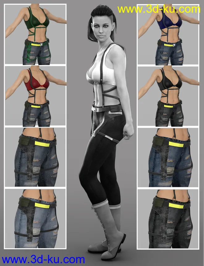 X-Fashion War Girl Outfit for Genesis 8 Female(s)模型的图片5