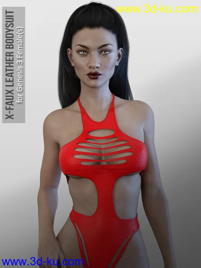 X-Faux Leather Bodysuit for Genesis 3 Female(s)模型的图片1