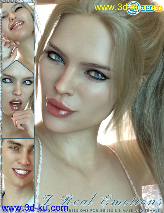 Z 50 Real Emotions Expressions for Genesis 8模型的图片1