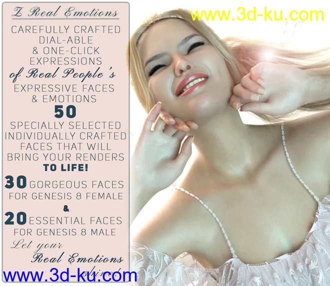 Z 50 Real Emotions Expressions for Genesis 8模型的图片2
