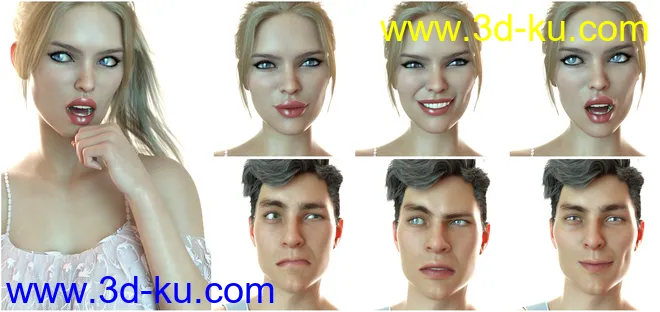 Z 50 Real Emotions Expressions for Genesis 8模型的图片3