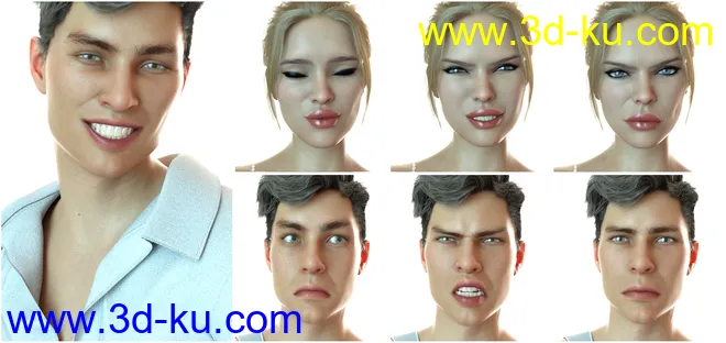 Z 50 Real Emotions Expressions for Genesis 8模型的图片4