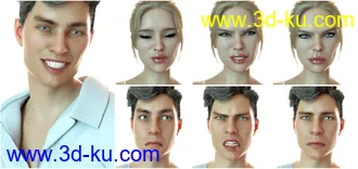 3D打印模型Z 50 Real Emotions Expressions for Genesis 8的图片