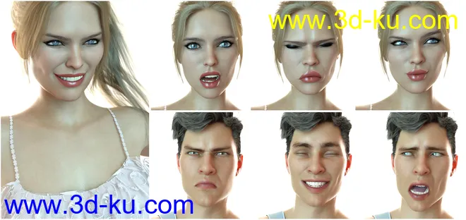 Z 50 Real Emotions Expressions for Genesis 8模型的图片5