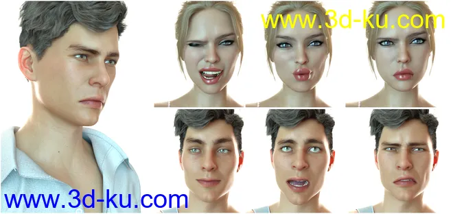 Z 50 Real Emotions Expressions for Genesis 8模型的图片6