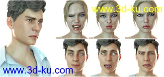 3D打印模型Z 50 Real Emotions Expressions for Genesis 8的图片