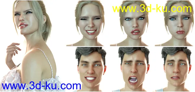 Z 50 Real Emotions Expressions for Genesis 8模型的图片7
