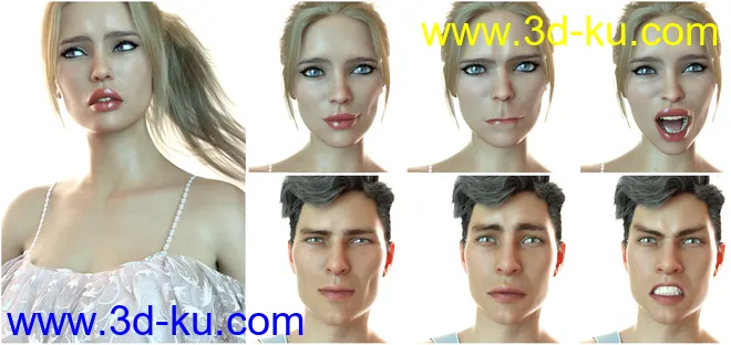 Z 50 Real Emotions Expressions for Genesis 8模型的图片8
