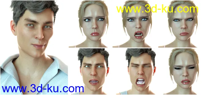 Z 50 Real Emotions Expressions for Genesis 8模型的图片9
