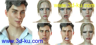 3D打印模型Z 50 Real Emotions Expressions for Genesis 8的图片