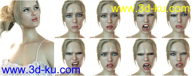 Z 50 Real Emotions Expressions for Genesis 8模型的图片10