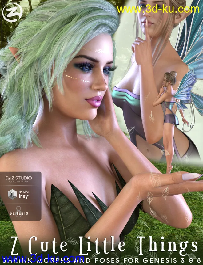 Z Cute Little Things - Shrink Morphs and Poses for Genesis 3 and 8模型的图片1